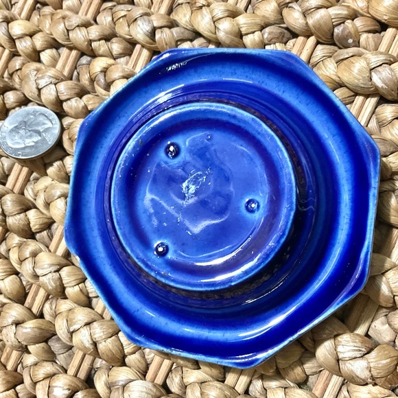 Vintage GOP Everest McKinley Dirksen Lincoln Illinois Cobalt Blue Ashtray - Picture 5 of 5